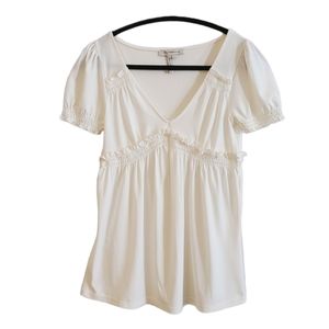 Vintage Y2K Cottagecore BCBGeneration Cream Short Puffed Sleeve Blouse